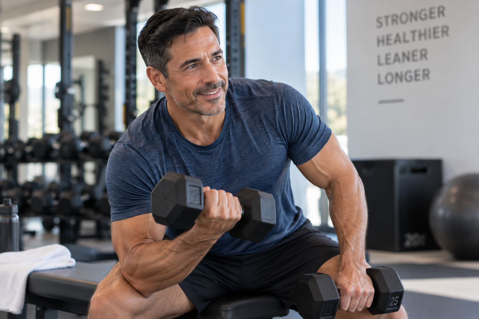 man lifting weights Man strength training with dumbbells